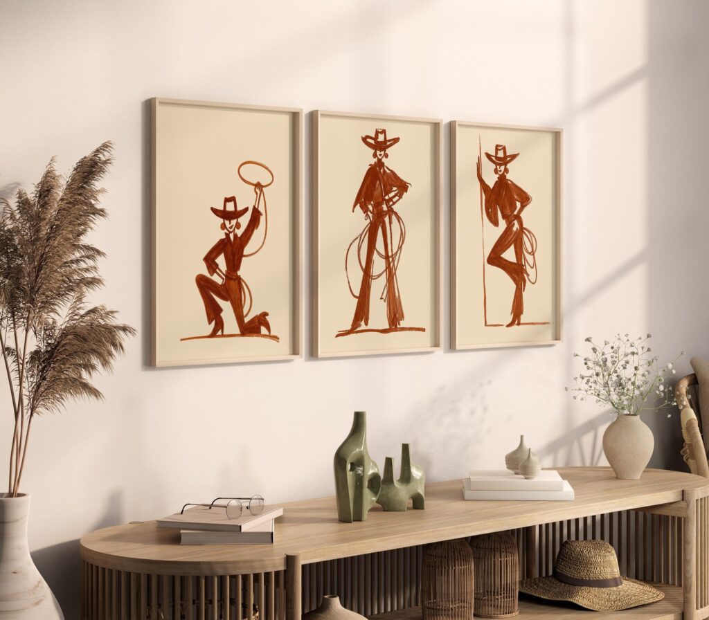 Rust Cowgirl Set of 3 Prints