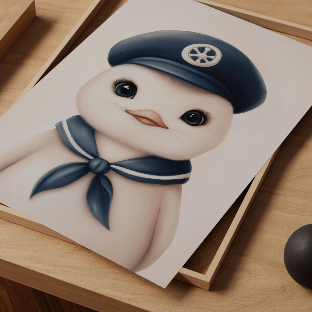 Sailor Penguin Nursery Print