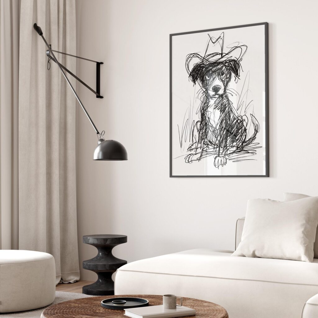 Scribble Cowboy Dog Print