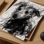 Scribble Dog Black White Print