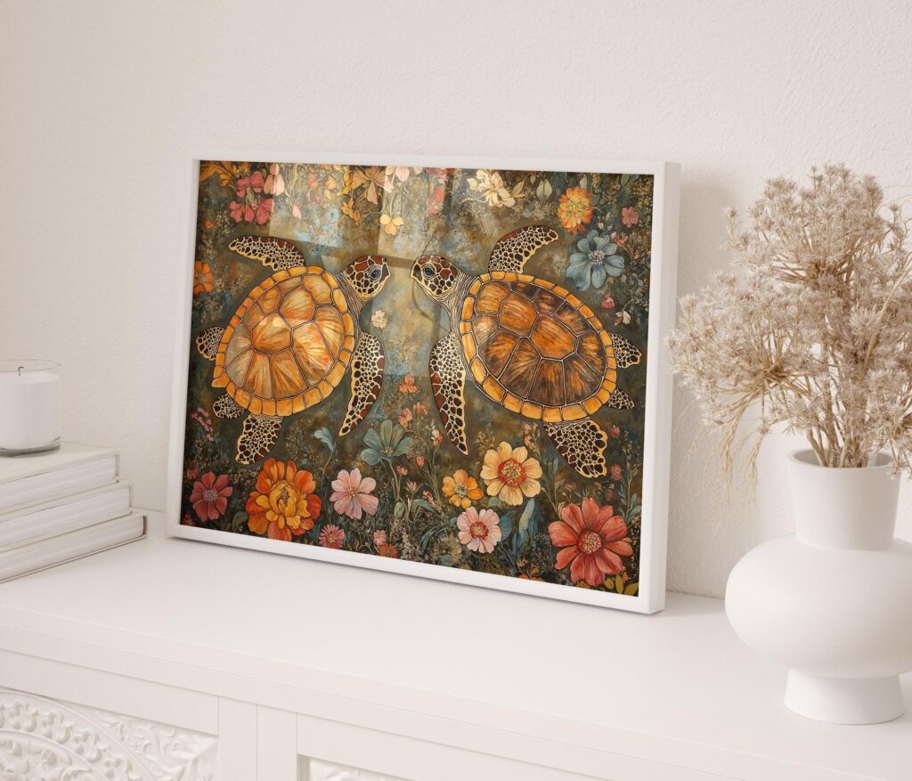 Sea Turtle Botanical Wall Art