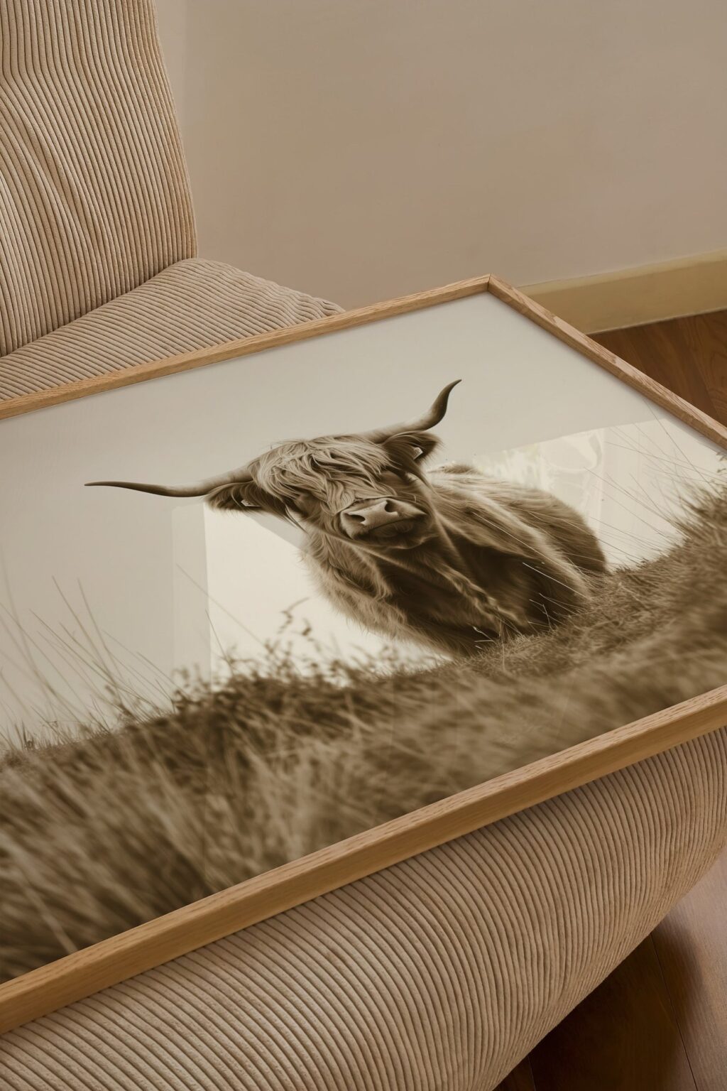 Sepia Highland Cow Print