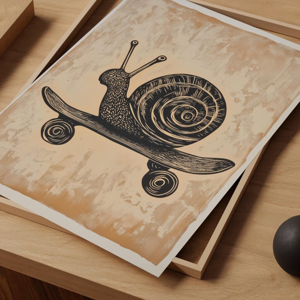 Skateboard Snail Print