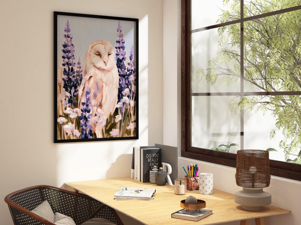 Sleeping Barn Owl Among Wildflowers Print