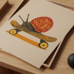 Snail on Skateboard Print
