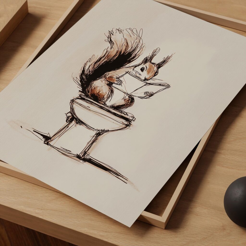 Squirrel Bathroom Art Print