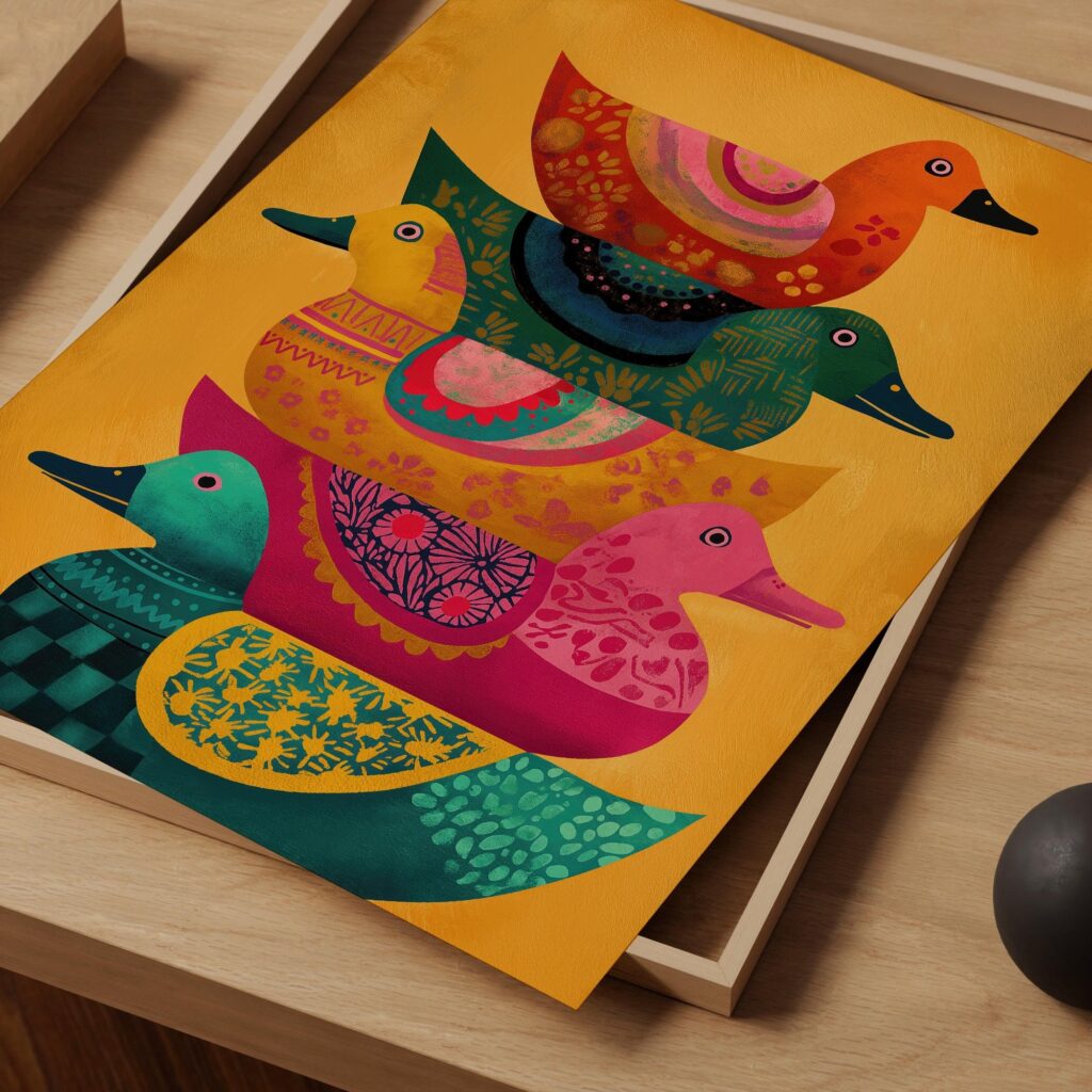 Stacked Ducks Art Print