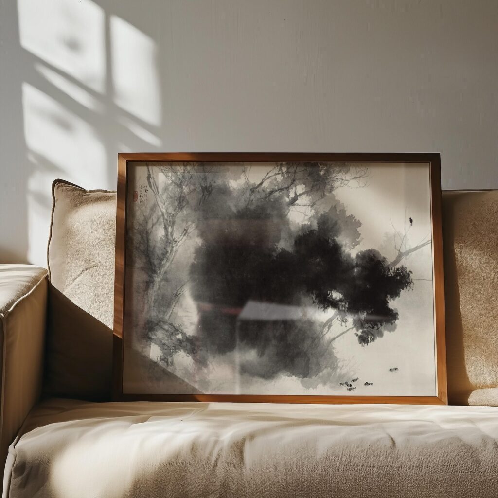 Sumi-e Ink Landscape Print
