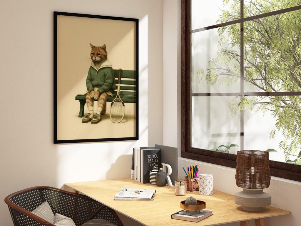 Tabby Tennis Cat Print