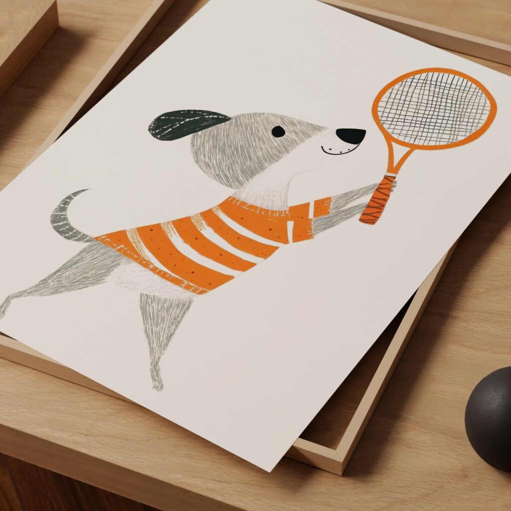 Tennis Dog Nursery Print