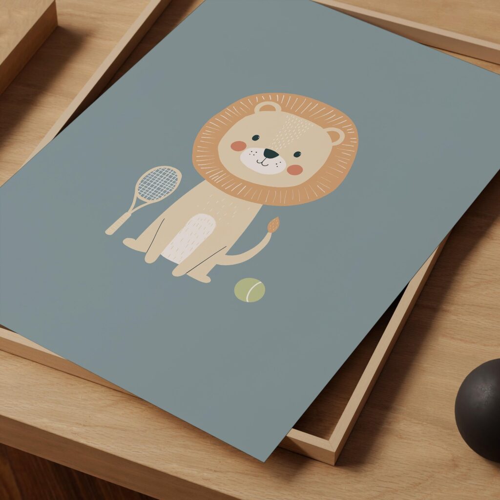 Tennis Lion Nursery Print