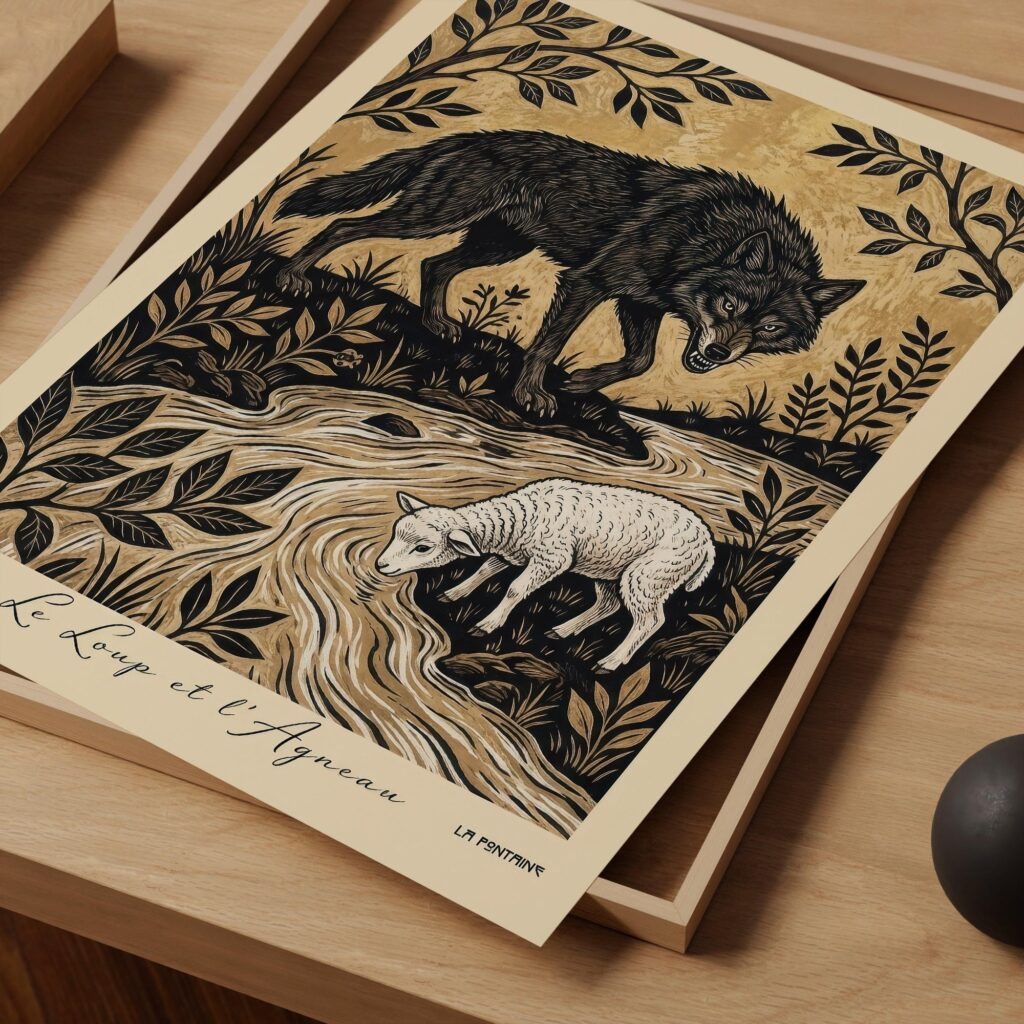 The Wolf And the Lamb La Fontaine Fable Art