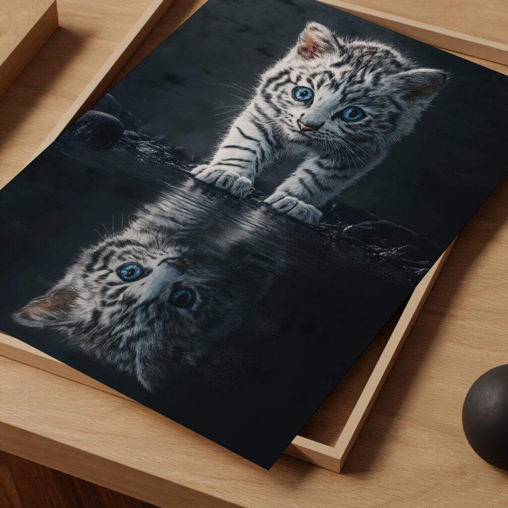 Tiger Reflection Cat Poster