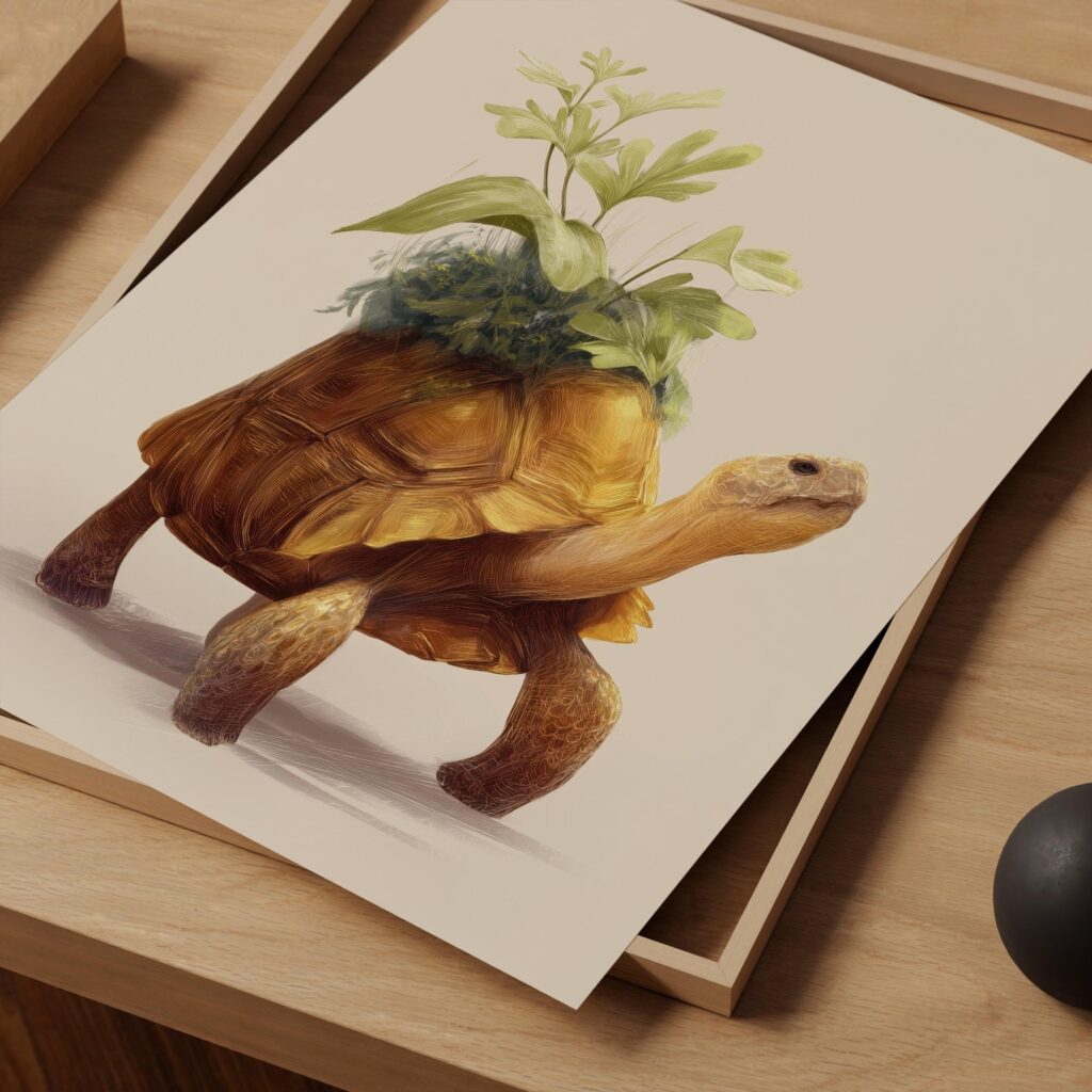 Tortoise Turtle Botanical Print