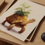 Tortoise Turtle Botanical Print