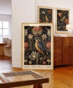 Vintage Bird Botanical Prints Set