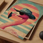Vintage Cowboy Flamingo Art Print