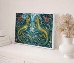 Vintage Green Lizard William Morris Style Poster