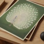 Vintage Japanese White Peacock Print