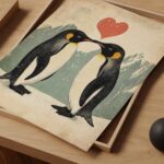 Vintage Penguin Couple Art Print