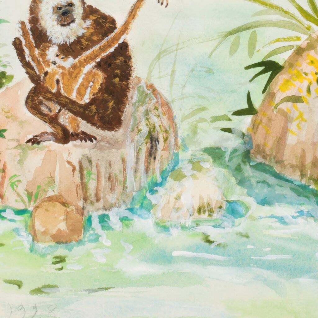 Watercolor Jungle Monkey Art Print Tropical Jungle Poster