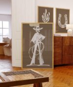 Western Cowgirl White Brushstroke Art Print Set of 3