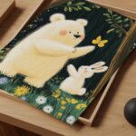 Whimsical Bear and Rabbit Nursery Art Print