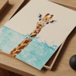 Whimsical Giraffe in Water Art Print