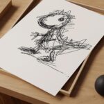 Whimsical Scribble Dinosaur Sketch Art Print