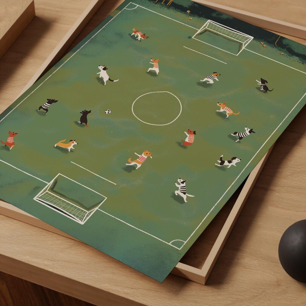Whimsical Soccer Dog Art Print
