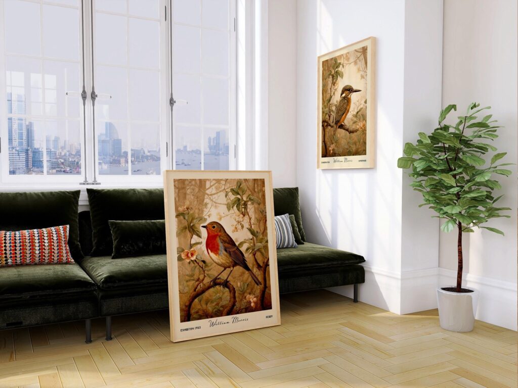William Morris Bird Print Set Kingfisher Robin