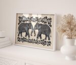 William Morris Black and White Elephant Wall Art
