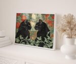 William Morris Black Cats in a Floral Garden Print