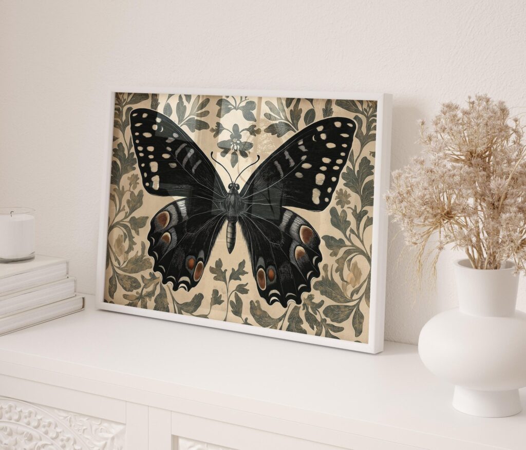 William Morris Butterfly Vintage Botanical Art Print