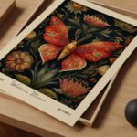 William Morris Butterfly Vintage Botanical Art Print Wall Decor