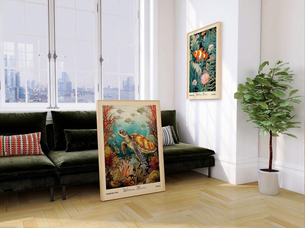 William Morris Clownfish & Turtle Print Set