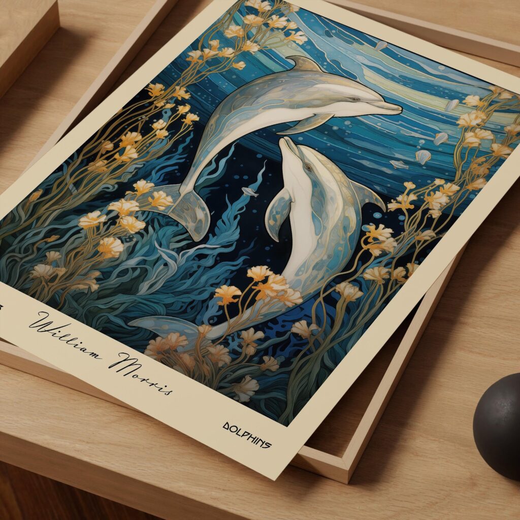 William Morris Dolphins Art Print