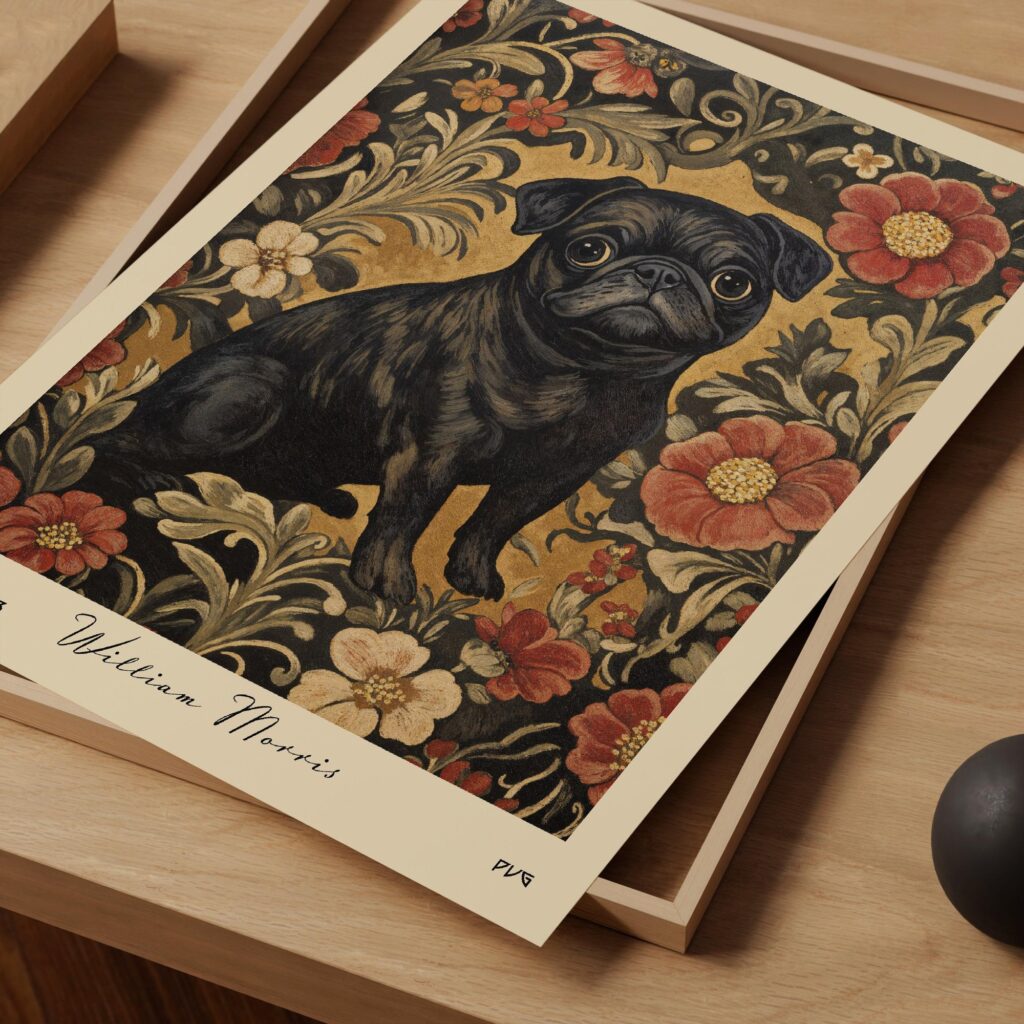William Morris Pug Art Print