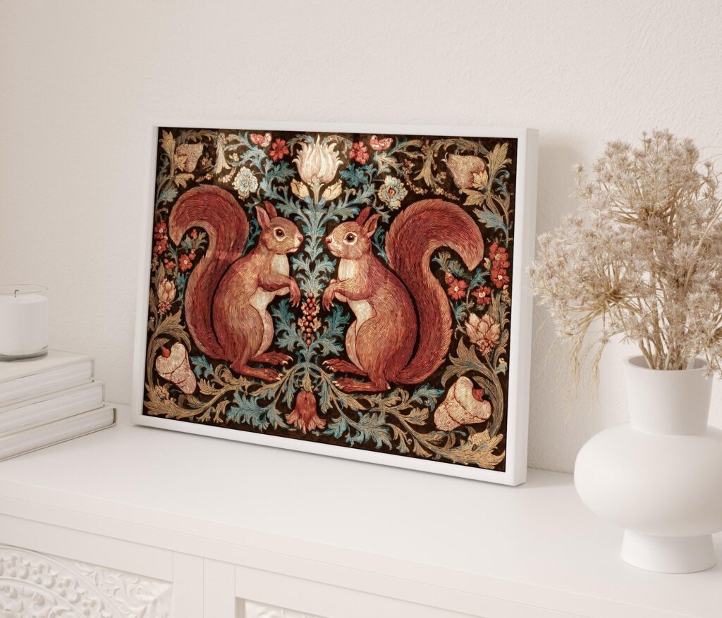 William Morris Squirrel Botanical Wall Art Print