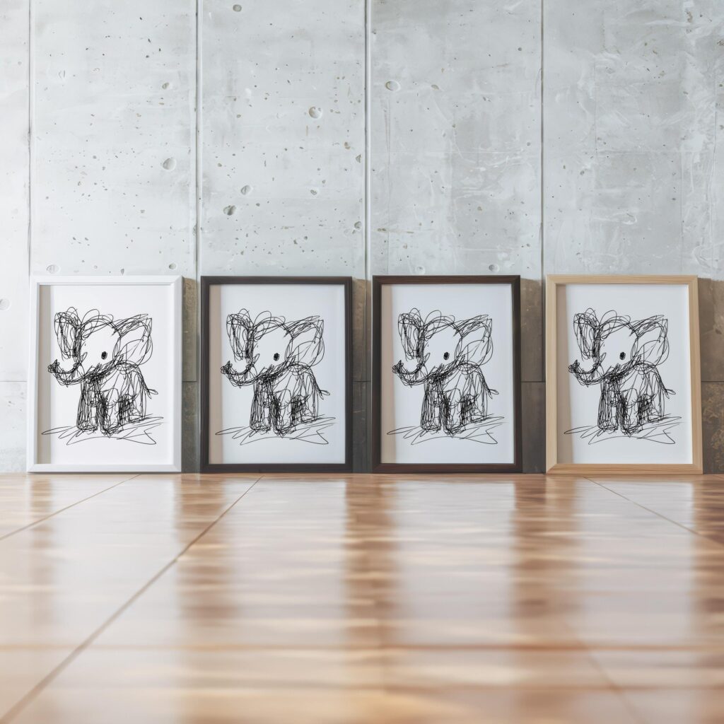 Abstract Elephant Line Sketch Wall Art