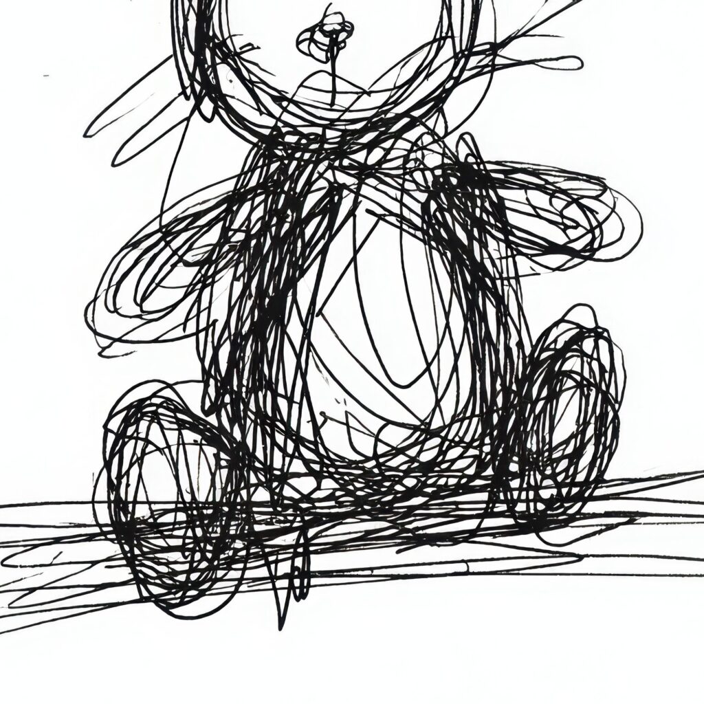 Abstract Scribble Bunny Line Drawing Print