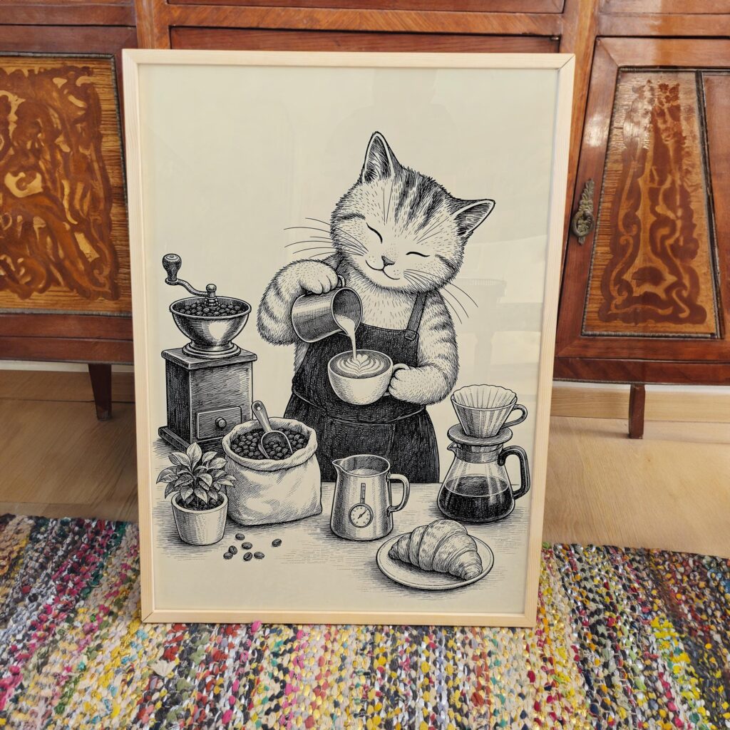 Barista Cat Print