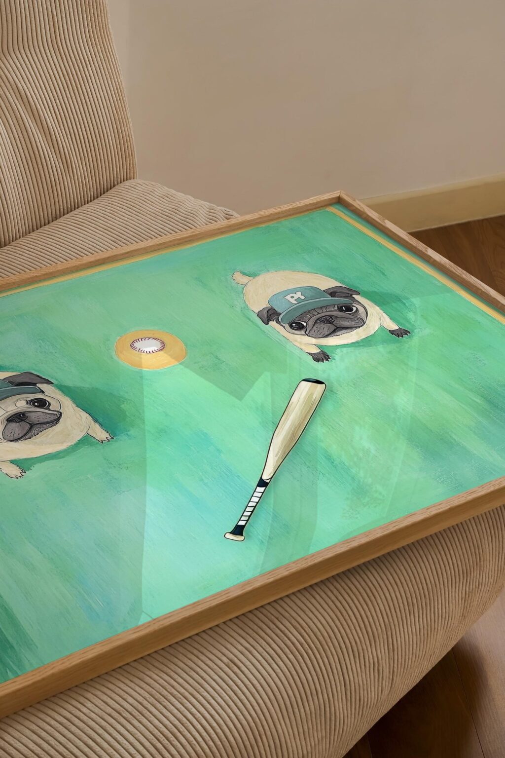 Baseball Pugs Art Print