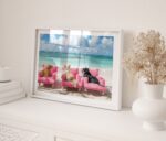 Beach Dogs Tropical Pink Art Print