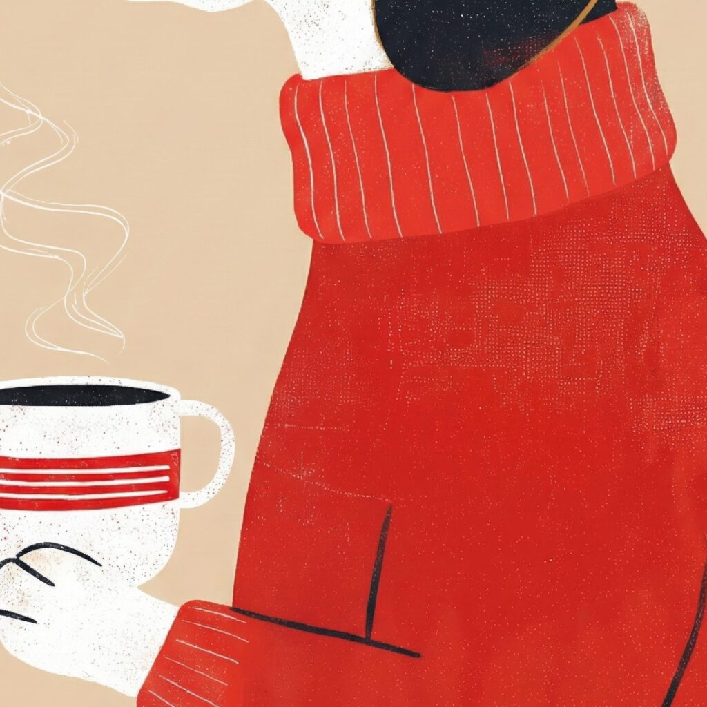 Beagle Dog Drinking Coffee Retro Illustration Art Print