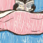 Bed Cat Reading Print