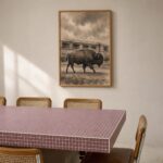 Bison Walking Past a Passing Train Print