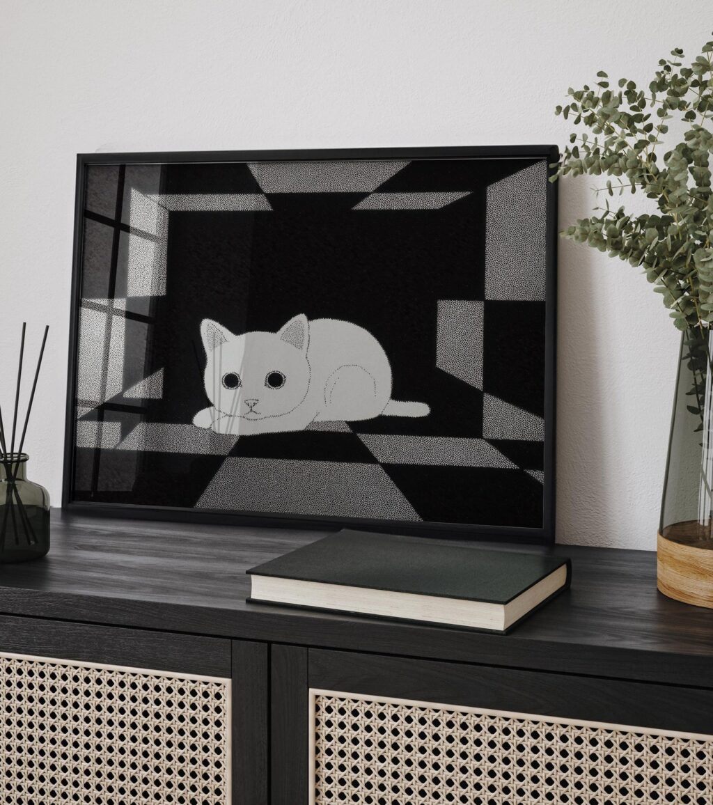 Black and White Cat Art Print