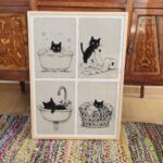 Black Cat Bathroom Print Set