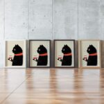 Black Cat Coffee Cozy Scarf Art Print